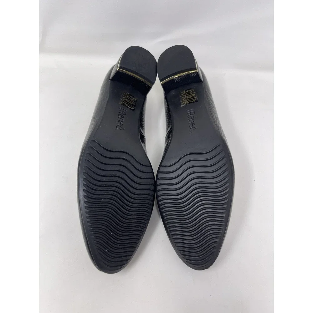 J Renee Women Size 8 Black Closed Toe Heels Lizard Print